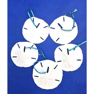 Beach Themed Ornaments Five Sand Dollars 3" Diameter